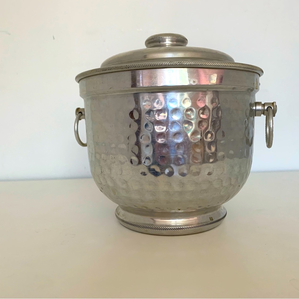 Vintage aluminum hammered ice bucket